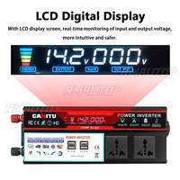 Convertisseur de puissance 6000W avec écran LCD pour voiture, transformateur de voiture DC12V/24V vers AC110V/220V, 4 ports USB, convertisseur automobile