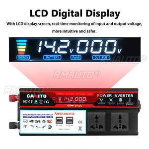 Convertisseur de puissance 6000W avec écran LCD pour voiture, transformateur de voiture DC12V/24V vers AC110V/220V, 4 ports USB, convertisseur automobile - Product Image 3