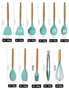 12 PCS Food Grade Silicone Cooking Set Rubber Heat Resistant Kitchen Utensils Set