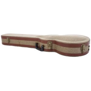 Étui de <span class=keywords><strong>guitare</strong></span> vintage de luxe rétro classique en bois rigide avec tissu jaune et garniture en cuir marron - Product Image 3