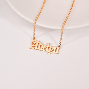 Collier en or plaqué PVD de style ancien anglais, collier avec nom, chaîne figaro, chaîne en boîte, cadeau personnalisé pour femmes, imperméable, anti-ternissement - Product Image 5