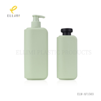 Botella Redonda Cuadrada con Tapa Abatible de PE Verde Claro para Champú y Gel de Ducha