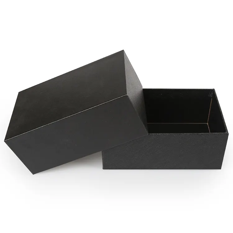 Logo personalizzato all'ingrosso scatola goffrata confezione coperchio nero e base confezione regalo rigida in carta a due pezzi per cinghie