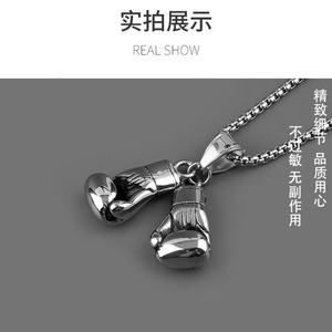 Collier Pendentif Double Gant de Boxe Personnalisé en Acier Inoxydable pour Fournisseur de Bijoux, Colliers Sportifs et de Fitness - Product Image 4