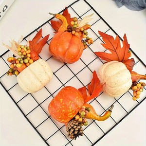Lot de Décorations Florales d'Automne en Mousse de Haute Qualité Kangning : Citrouilles, Feuilles d'Érable Artificielles et Baies pour Halloween et Thanksgiving - Product Image 2