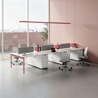 Bureau de travail moderne personnalisable pour 2 à 6 personnes, table d'ordinateur en bois avec armoire à compartiments pour poste de travail