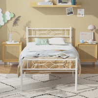 Kainice Cadre de lit en fer, 2 pièces, base de matelas moderne en acier noir pour lits jumeaux, hôtels, villas, lit à plateforme en métal de style loft