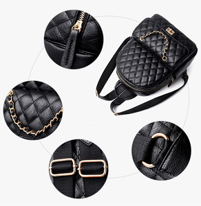 New Fashion School <strong>Backpacks</strong> <strong>Satchel</strong> Women Ladies Classic-style Black Quilted Leather <strong>Backpack</strong> - Product Image 5