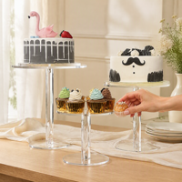 Support à gâteau en acrylique transparent, présentoir à dessert, socle rond à un seul niveau pour mariage, fête, table de pâtisserie