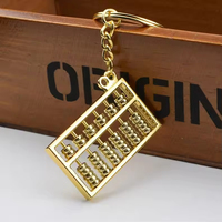 Calculatrice chinoise antique, mini boulier à 8 rouleaux en alliage, porte-clés, pendentif, bijou, porte-clés or et argent, cadeau d'affaires