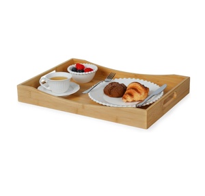 Bandeja de Almacenamiento de Madera con Asas para Organización del Escritorio del Hogar, Caja Organizadora de Madera con Asas, Bandeja para Servir en la Mesa de Centro - Product Image 1