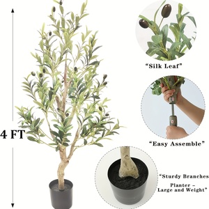 Arbre d'olivier artificiel, 1,80 m de haut, plante artificielle en soie, arbre artificiel en pot avec feuilles et fruits d'olivier pour la décoration moderne de la maison - Product Image 5