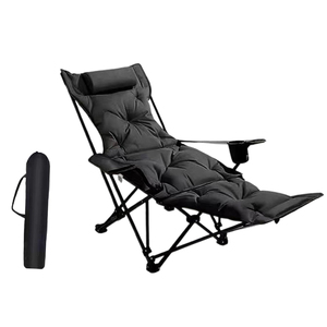 Modern Customizable Folding Recliner Lunch Rest <b>Bed</b> Four-gear Arm Thickened Metal Legs Free Installation Outdoor Beach Chair - Product Image 3