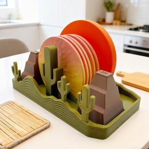 Juego de Posavasos con Diseño de Atardecer Congelado Impreso en 3D - Incluye Abridor de Botellas Magnético |   Adorno Decorativo de Plástico - Product Image 2