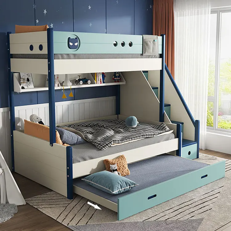 121335 Quanu Modern Design Wood Bedroom Room Bunk Twin Quality Children Bed Luxury Furniture Bed