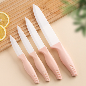 Ceramic <b>Knife</b> <b>Set</b> 4 Piece Pink Handle Kitchen <b>Knives</b> For Fruit And Cooking With <b>Sharp</b> Blades - Product Image 1