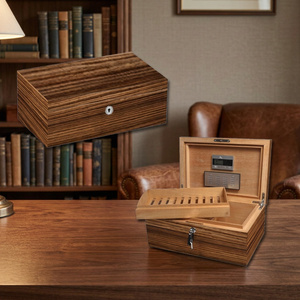 Humidor de Almacenamiento Premium Sikarlan 1097 de Diseño Europeo Ecológico, 150CT, 20MM de Grosor, Madera de Cedro Sólido Zebra - Product Image 2
