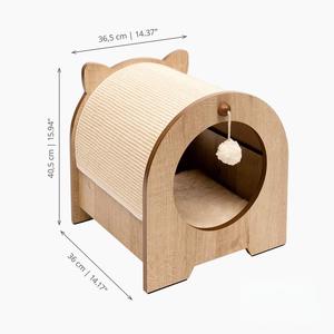 2025 Cama grande moderna para gatos con escondite de madera MDF, el mejor <span class=keywords><strong>juguete</strong></span> de cama rascadora para gatos de Sisal para gatitos, Idea de regalo de Navidad - Product Image 3