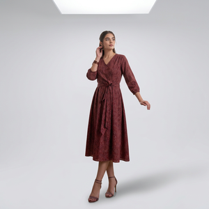 Robe midi décontractée bohème imprimée pour femme, robe d'été imprimée, robe swing pour les vacances et les soirées - Product Image 1