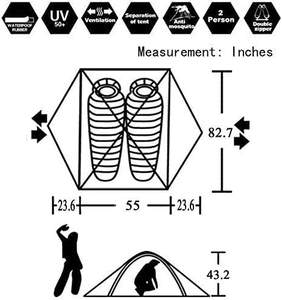 Tienda de Campaña Portátil Woqi para Senderismo y Campamento, Tienda de Playa Tipo Domo para Dos Personas, Impermeable - Product Image 6
