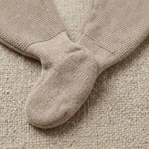 <span class=keywords><strong>Ropa</strong></span> de bebé tejida al por mayor, pelele beige con pies para bebé, mono de algodón orgánico para recién nacido con lazo lateral para otoño e <span class=keywords><strong>invierno</strong></span> - Product Image 5
