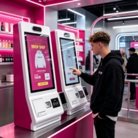 Kiosque de commande en libre-service de 27 pouces, système Android Windows, écran tactile avec caméra, imprimante de tickets pour la restauration rapide et les aéroports