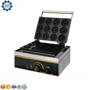 Commercial electric cast iron waffle machine non stick 12 hole mini donut Waffle maker for snack machines