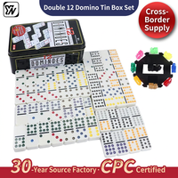 Boîte en métal de 91 dominos, jeu éducatif pour enfants et famille