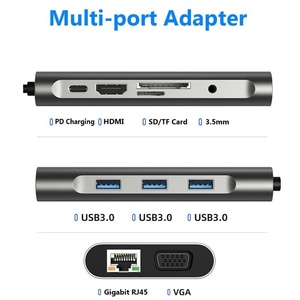 Hub <span class=keywords><strong>USB</strong></span> 10 en 1 avec adaptateur Ethernet RJ45 1000 Mbps, HDTV, SD, TF, <span class=keywords><strong>USB</strong></span> 3.0, type <span class=keywords><strong>C</strong></span>, station d'accueil pour ordinateur portable Macbook - Product Image 4