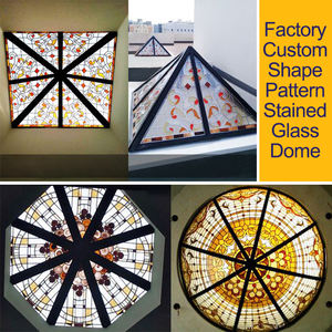 Domo de cristal pintado a mano con patrones personalizados para pasillo, cúpula de techo con diseño de fábrica de vidrio pintado a mano - Product Image 5