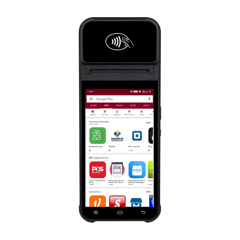 Handheld Android Pos Gerät Barcode-Scanner Thermo drucker Smart Pos Terminal mit Finger abdruck