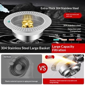 Filtro per Lavello 3-in-1 con Cestello Anti-Intasamento in Acciaio Inox, Adatto per Fori Standard USA da 3-1/2 Pollici - Product Image 3