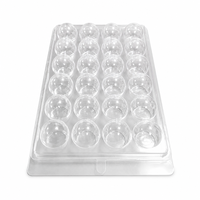 Plateau en blister transparent PS personnalisable à 24 cavités |   Insert d'emballage en forme de dôme de qualité alimentaire pour chocolat, macaron, bombe de bain |   OEM Faible MOQ