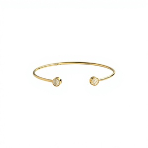 18K Gold Plated Open Cuff <b>Bangle</b> <b>Bracelet</b> Micro Pave Round Disc Diamond Medallion Stacking <b>Bangle</b> Fine Jewelry Women Lightweight - Product Image 1