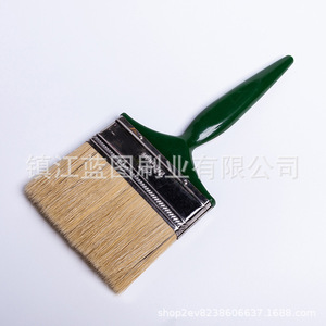 Pinceau plat à poils de porc, manche en plastique vert foncé, 12-19 mm, origine Zhenjiang, pour peinture - Product Image 1