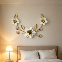 Décoration murale asymétrique en métal en forme de branche de fleur, feuille florale 3D en métal à suspendre, décoration intérieure