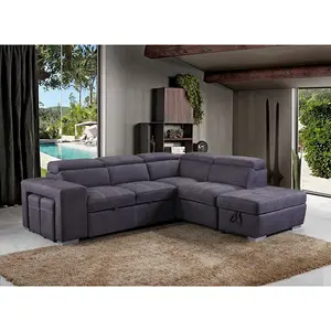 Sectional Sofa Fabric Corner Living Room Sofa With Pulled Out Bed 3 Seats Sofa