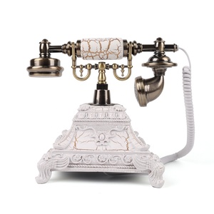 <span class=keywords><strong>Telefono</strong></span> Fisso Retrò Stile Europeo Modello 8305, <span class=keywords><strong>Telefono</strong></span> Antico per Hotel/Aziende Bianco/Bronzo con Vivavoce e Riconnessione - Product Image 6