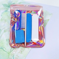 5 pièces/sac Nouveau kit à ongles portable Lime à ongles Bande de polissage Brosse en corne de mouton Outil pour cuticules