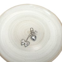 Porte-clés délicat nœud et cœur - Breloque de sac minimaliste en argent pour usage quotidien et décoration de sac