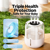 Humidificateur ultrasonique à affichage numérique, double pulvérisation, alimentation USB 5W, capacité 6,8L, minuterie 10H/20H, portable pour bureau, voiture, utilisation nocturne