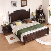 Massivholz-Bettgestell Vintage Massivholzbett Kingsize-Bett Holz-Doppelbett Modernes Holzbettgestell Holzbett-Set