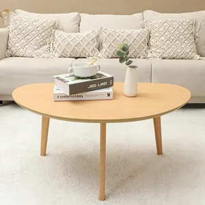 Small Oval Coffee Table Mid Century Modern For Living Room/Bedroom Center Minimalist Display Coffe Table Nature Bamboo