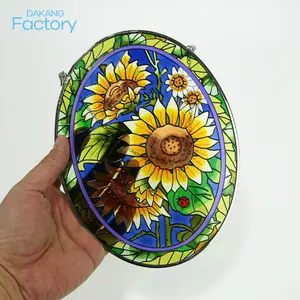 Kaca seni dengan hiasan jendela yang dicat cantik Suncatchers bunga matahari hadiah kreatif bagian dekorasi untuk rumah
