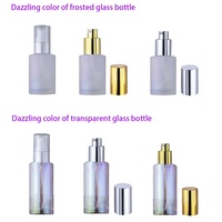 Bestseller Leere Runde 30ml 2oz Individuelle Farbige Klare Mattierte Glas-Kosmetikflasche für Creme Hautpflege Lotion mit Pumpspender