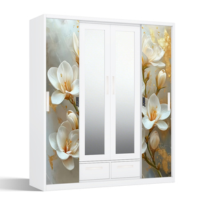 Armario de Acero Impreso con Espejo, Barra para Colgar Ropa y Sistema de Puertas Corredizas - Product Image 2