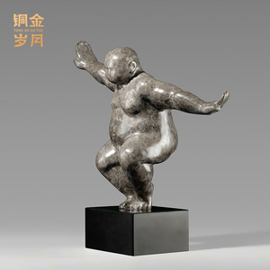 Copper And Gold Years Martial <b>Arts</b> <b>Fat</b> Man Brass Sculpture Abstract Figure Living Room Home Decoration Artistic Ornament - Product Image 2