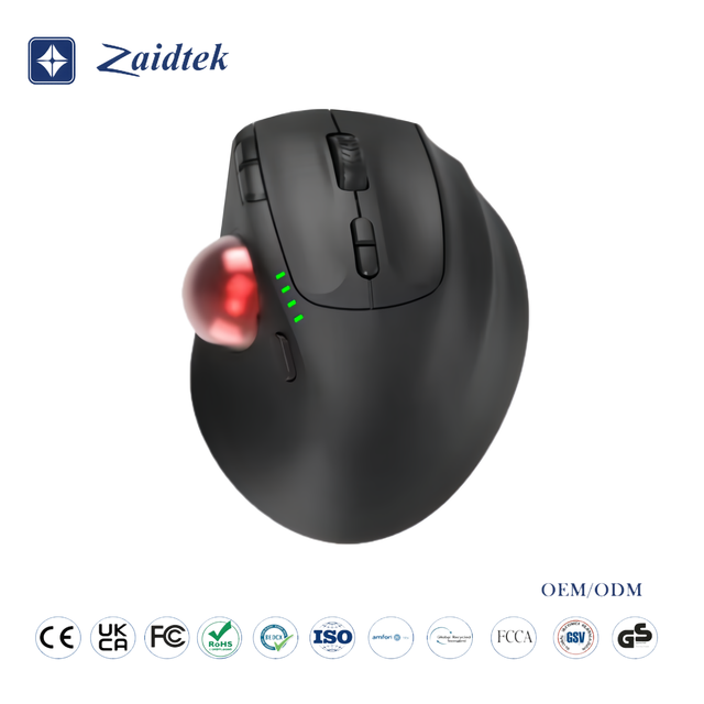 Factory Latest 2.4G Three Modes Wireless USB Right Ergonomic Trackball Mouse LED Backlit Rechargeable Gaming Stock