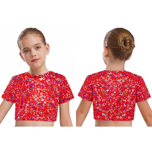 Camiseta Metálica Corta para Niñas de 2 a 16 Años, para Práctica de Baile Latino, Actuaciones de Animadoras, Espectáculos, Uso Diario Informal - Product Image 2