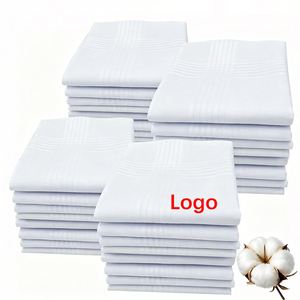 Mouchoirs blancs personnalisés pour hommes, logo, 100% coton, mouchoirs doux en coton pour hommes, 16x16, mouchoirs pour hommes en gros - Product Image 1